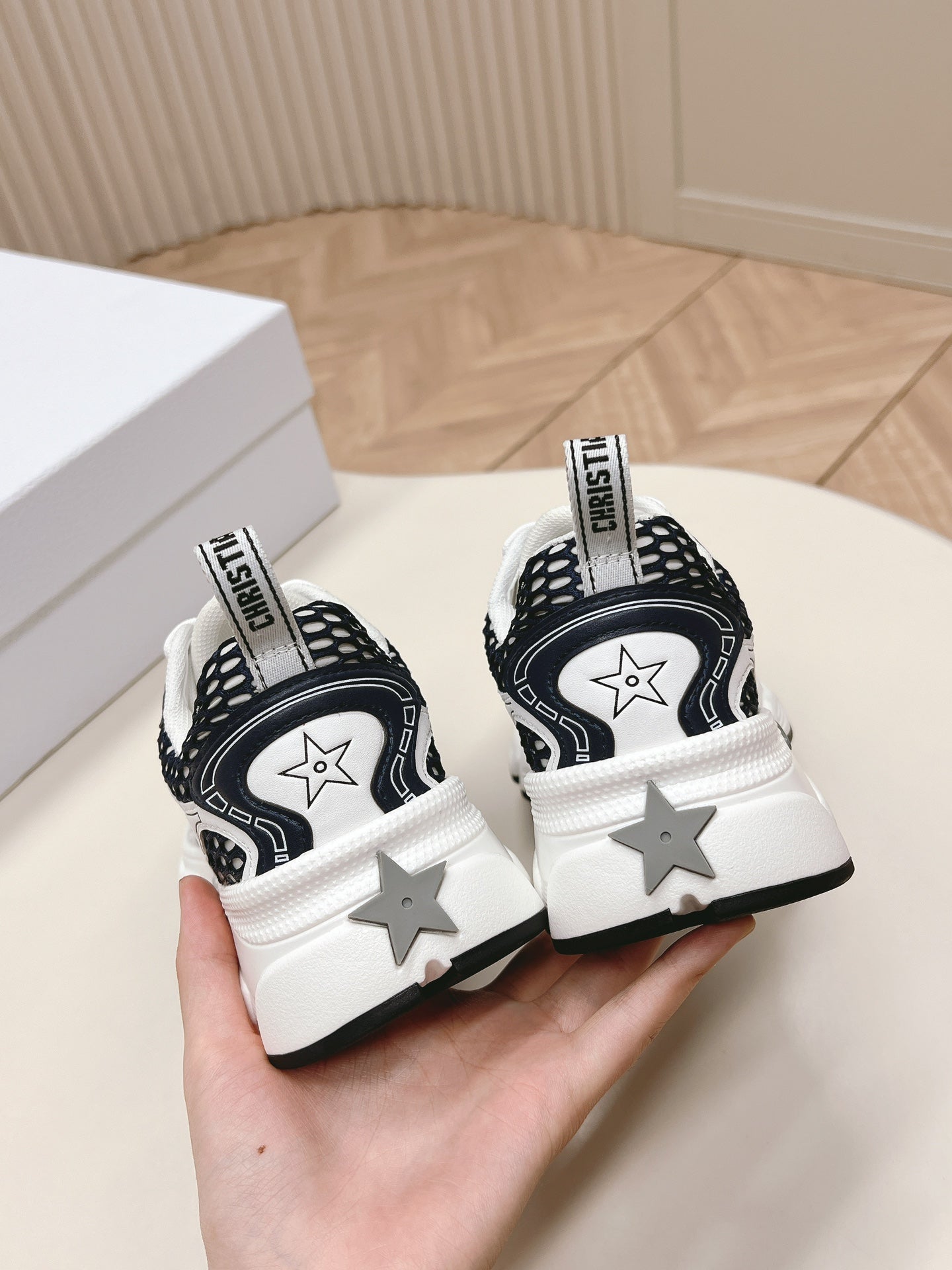 CD 26s Chrono Sneakers White Navy Blue Cowhide Mesh 643751