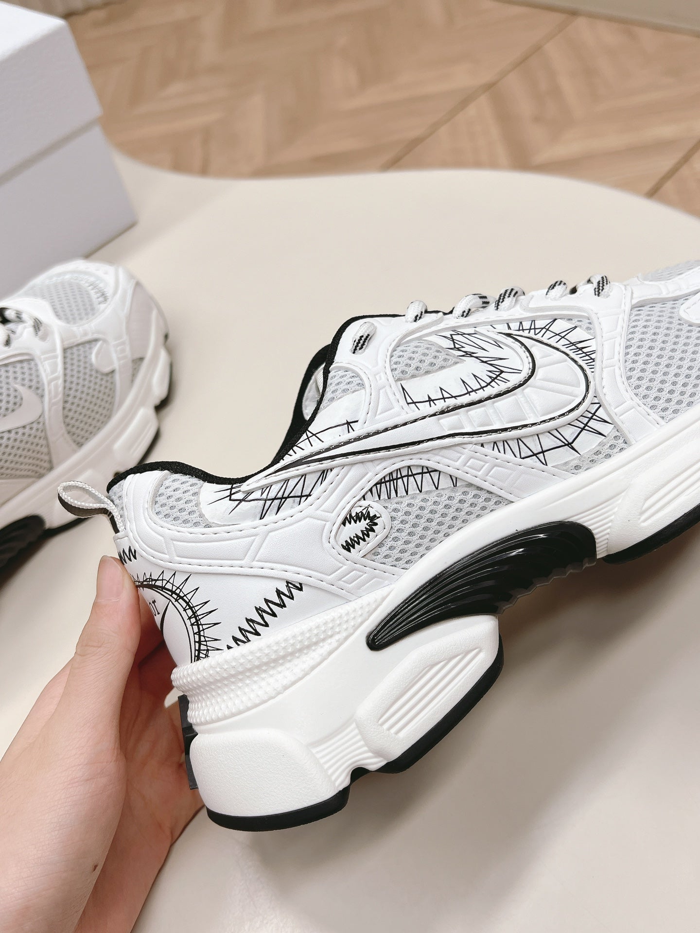 CD 26s Chrono Sneakers White Black Cowhide Mesh 643753