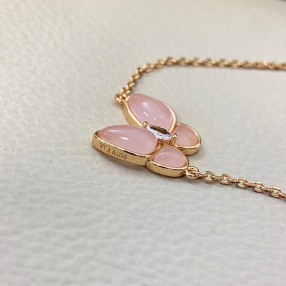 VCA Butterfly Pink Mop Pink Gold 1 Motifs Bracelet