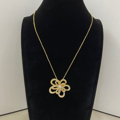 VCA Double Flower Necklace Pendant Full Diamond