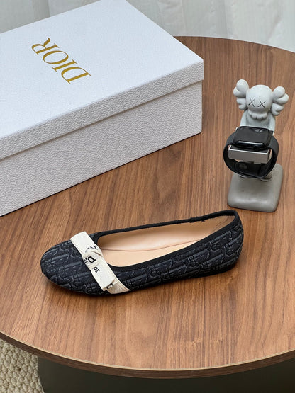 Dior 2026 Oblique Pattern Ballet Flat Fabric Cowhide 846593