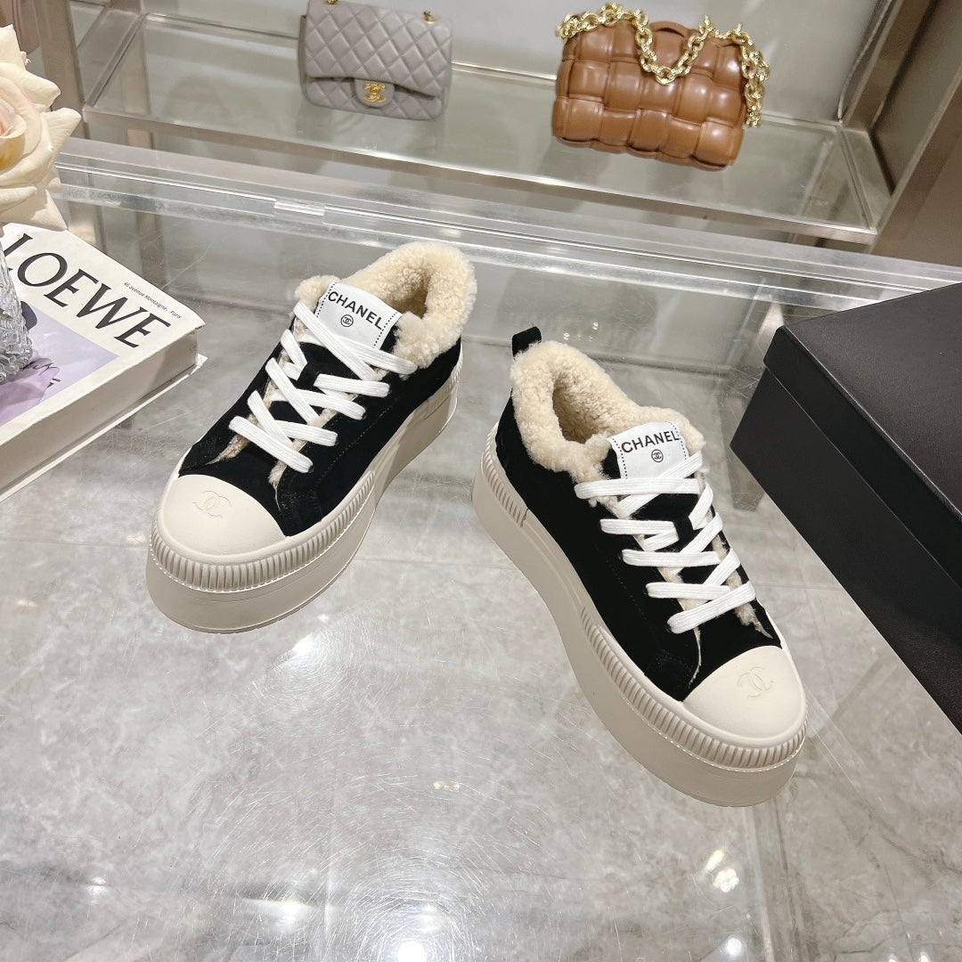 CC Sneaker Black Suede Wool Lining