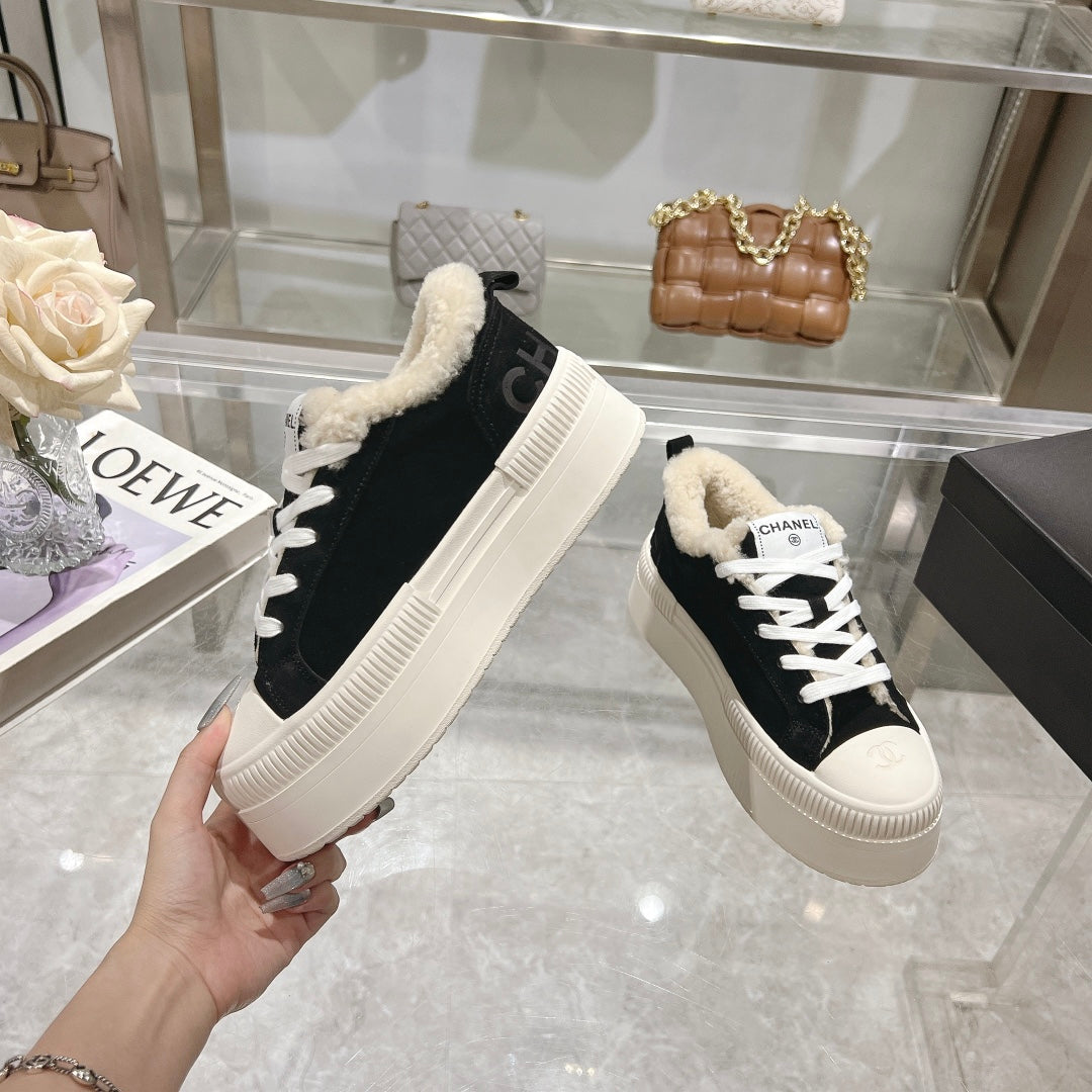 CC Sneaker Black Suede Wool Lining