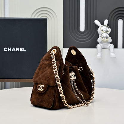 Chanel 2026 Hobo Bag 22cm Brown Suede 140689