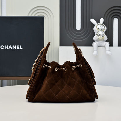 Chanel 2026 Hobo Bag 22cm Brown Suede 140689