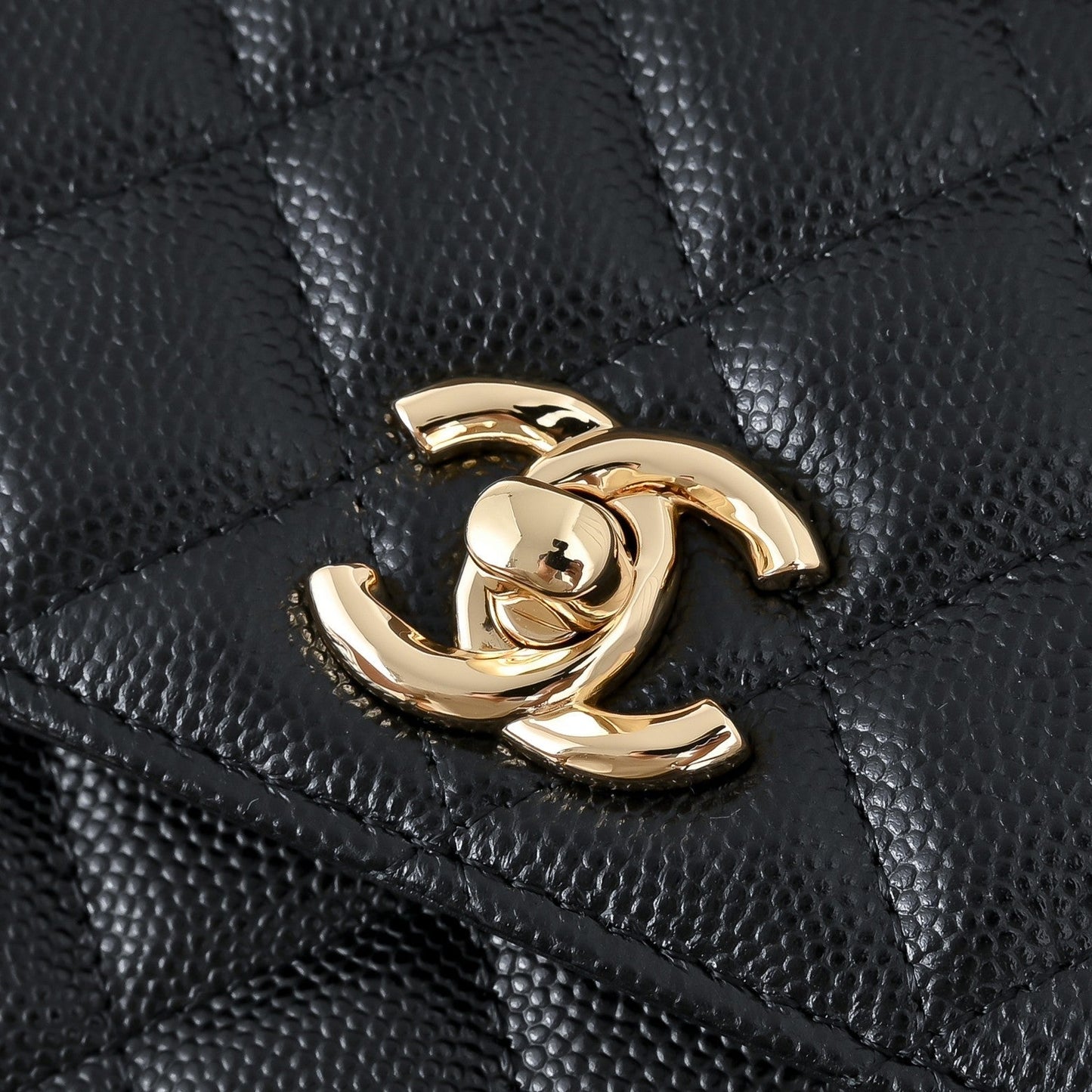 Chanel 2026 Gold Handle Bag 18.5cm Black and White Calfskin