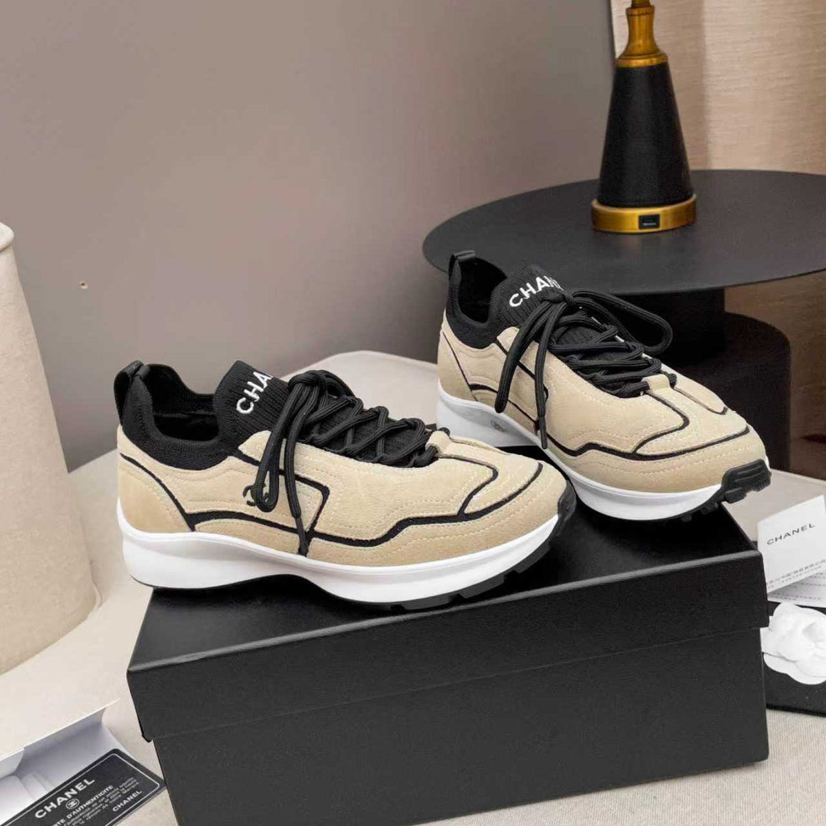 CC Métiers d’art 2026 Sneakers Black Beige Calfskin Fibers 846393