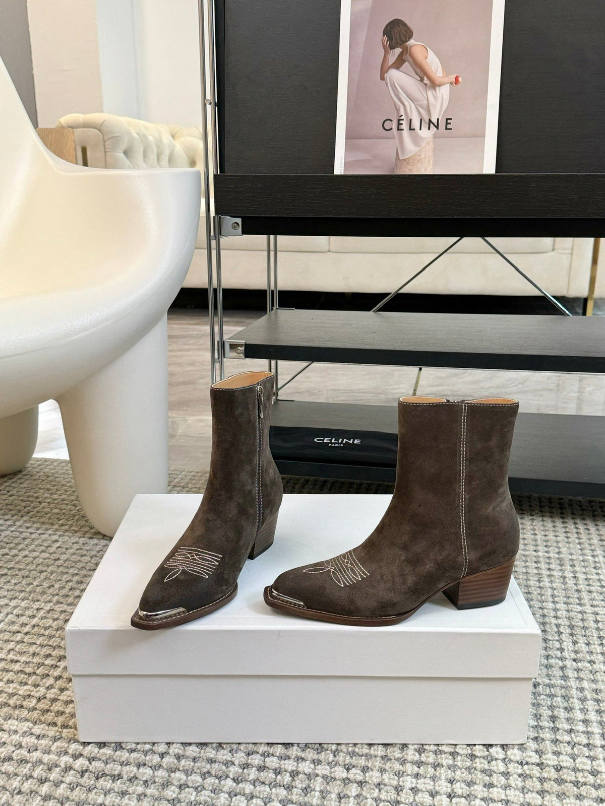 ANKLE BOOTS 45 MM IN COFFEE SUEDE