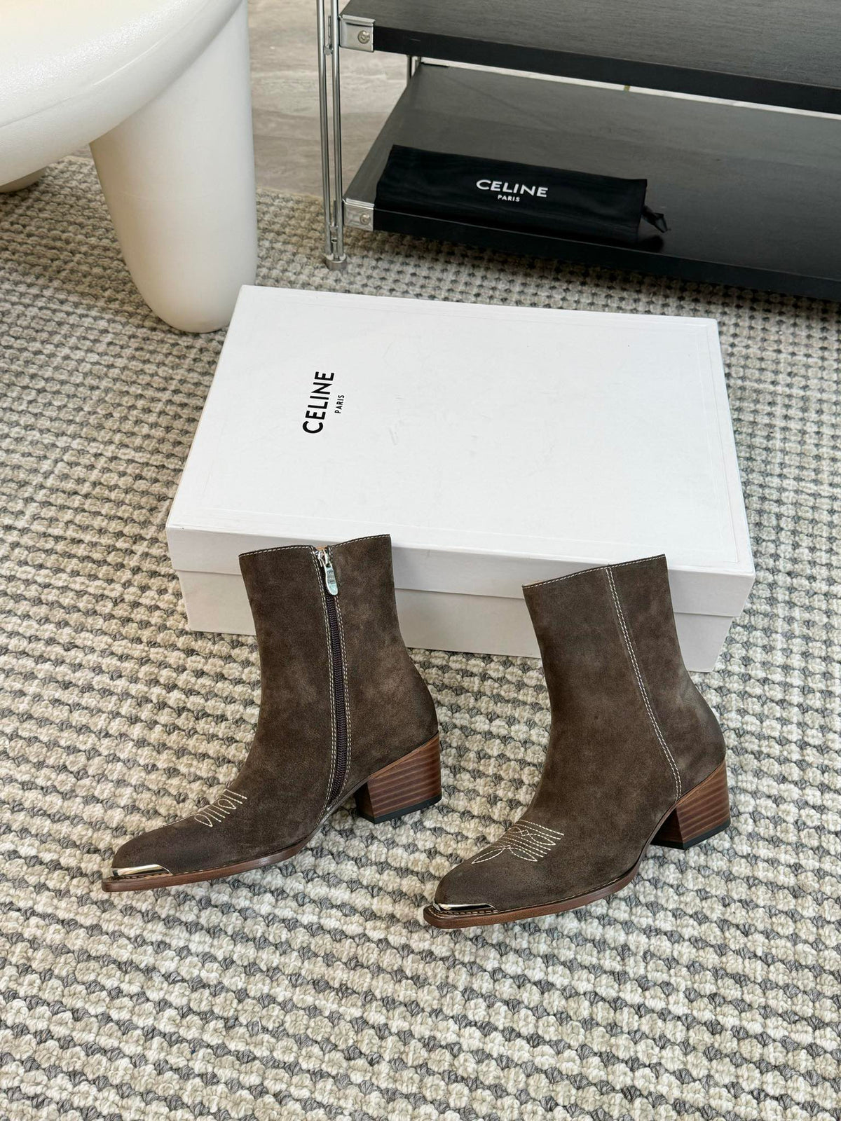 ANKLE BOOTS 45 MM IN COFFEE SUEDE