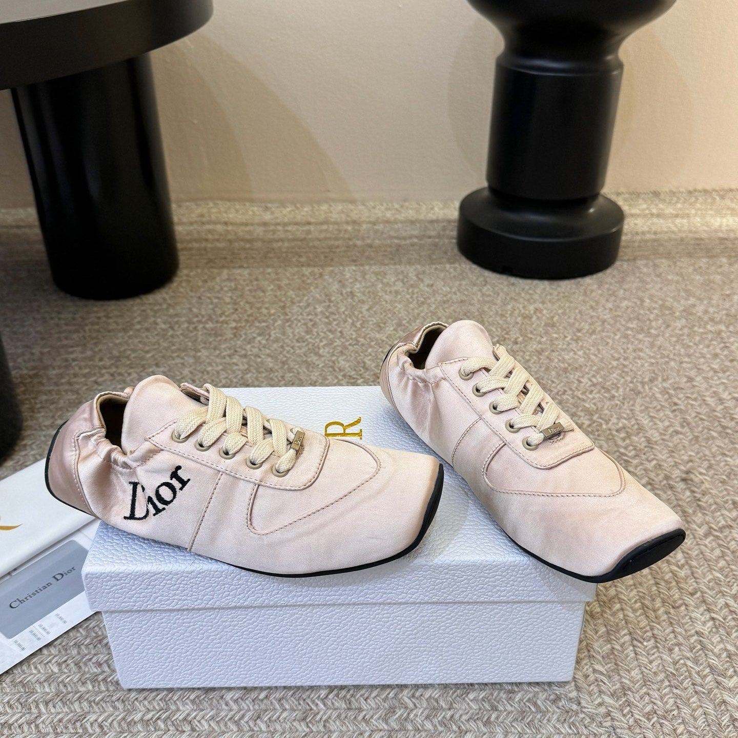 CD 26A Square Toe Casual Sneakers Cowhide Fabric