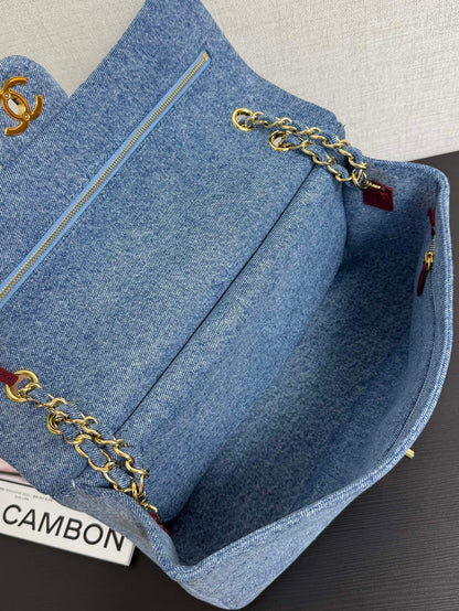 Chanel 2026 Flap Bag Blue Gold Denim