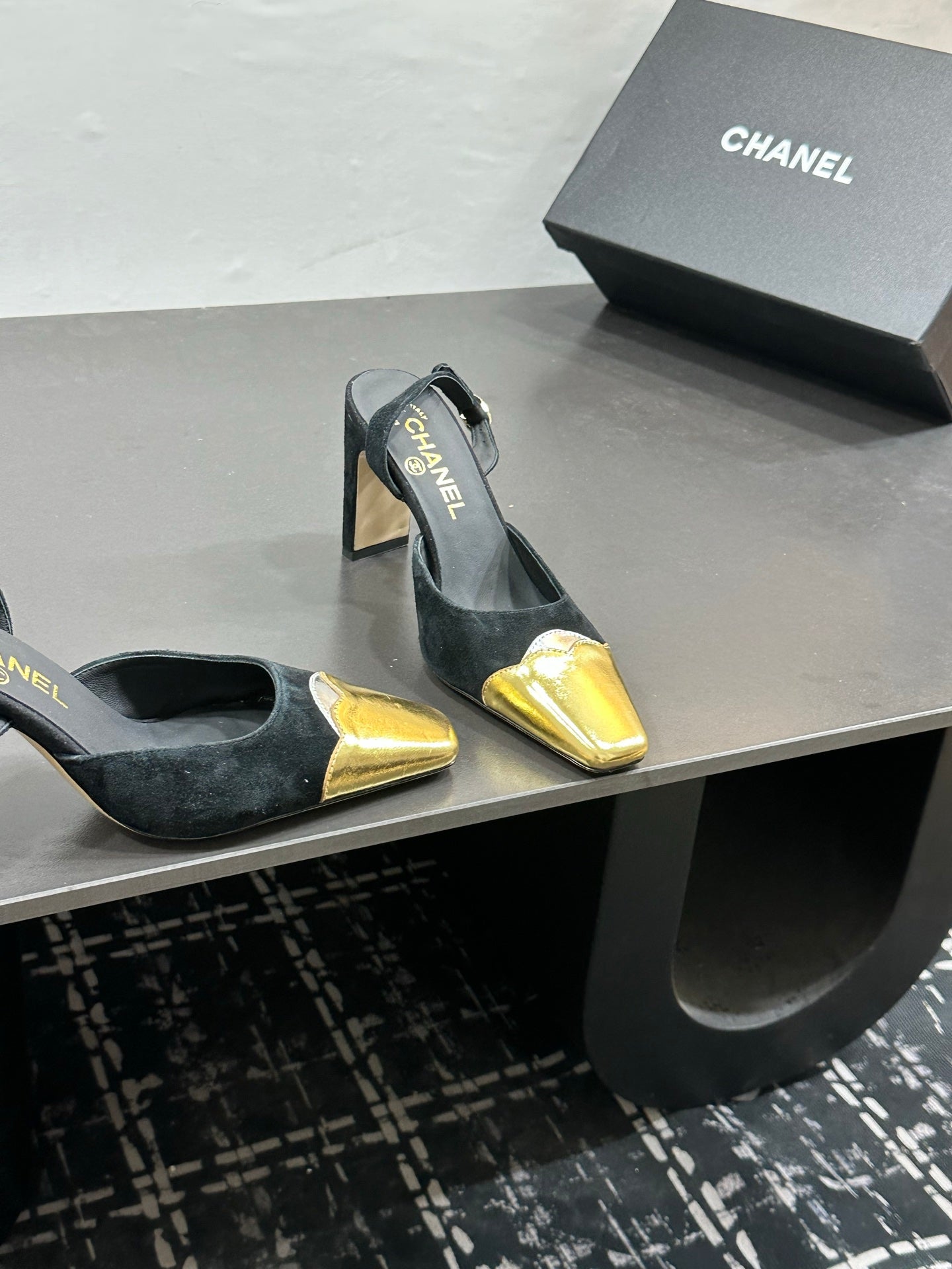 Chanel 2026 Back Strap Square Heels Pumps Leather Sheepskin 832511