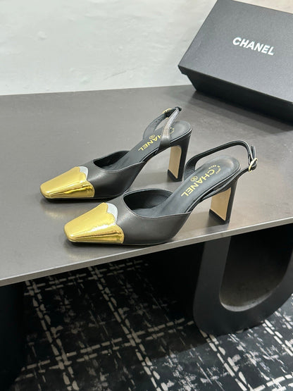 Chanel 2026 Back Strap High Heels Pumps Leather Sheepskin 832512