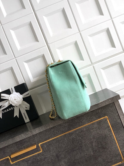 Chanel 2026 Flap Bag Mint Green Suede Leather