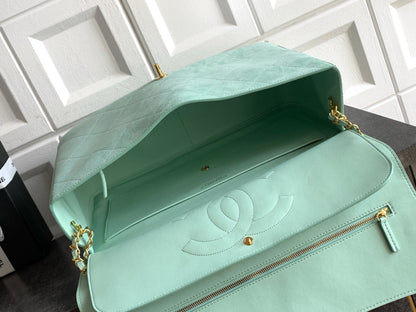 Chanel 2026 Flap Bag Mint Green Suede Leather