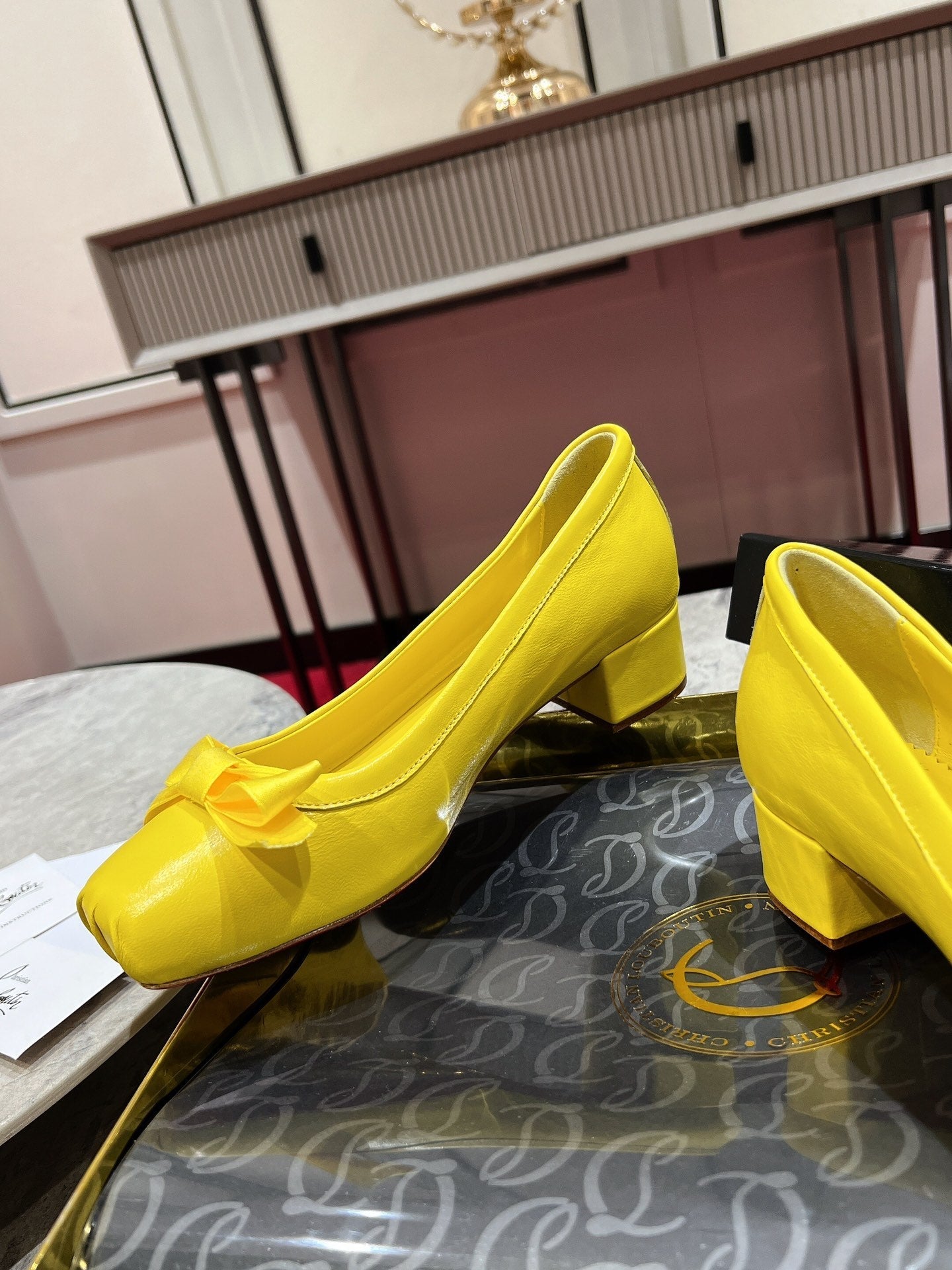 Christian Louboutin Mamadrague Block Heel Pumps Leather 825310