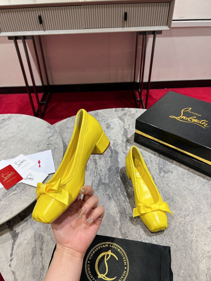 Christian Louboutin Mamadrague Block Heel Pumps Leather 825310