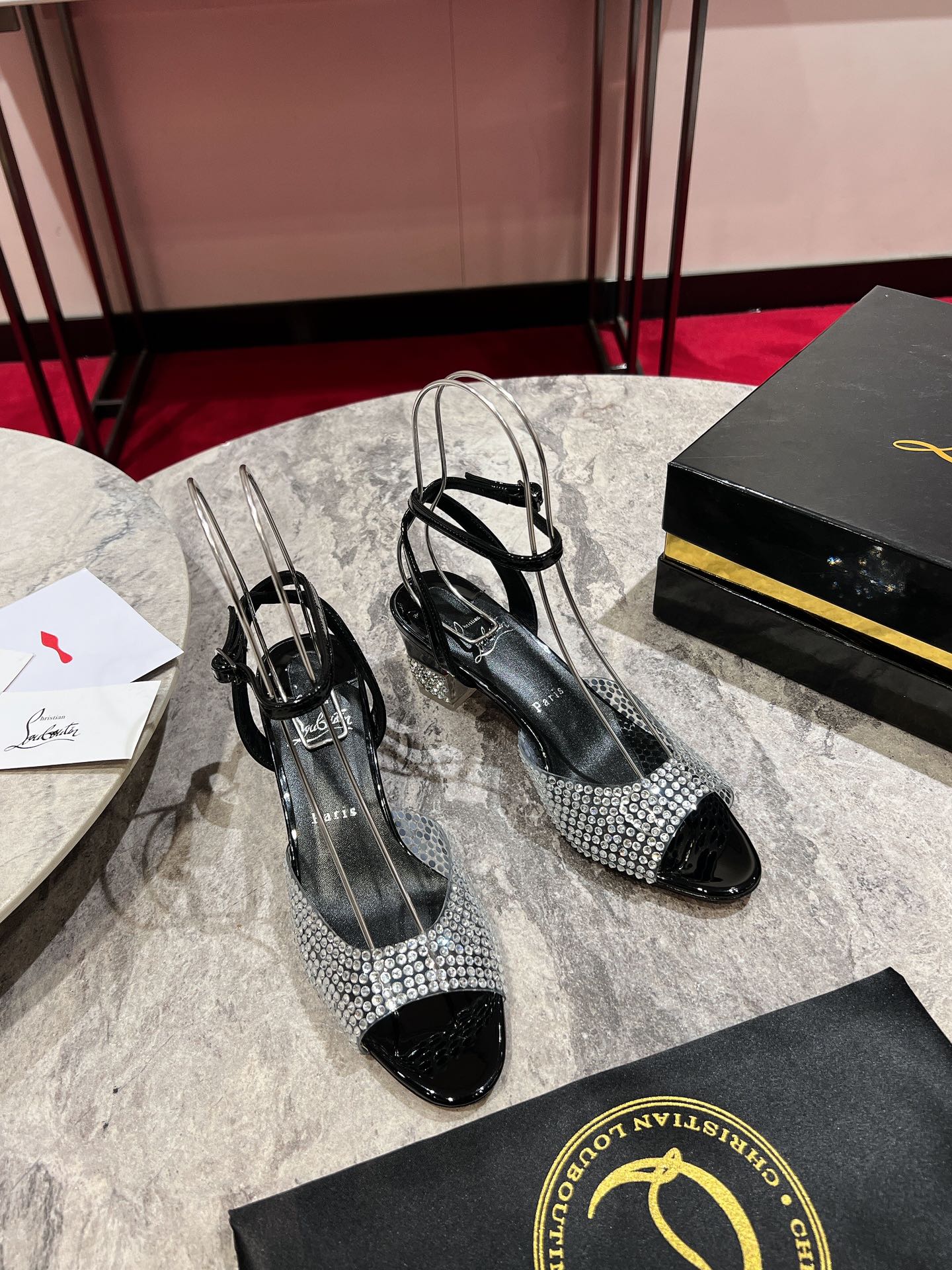 Christian Louboutin Mary Jane Miss Z Strass 55mm Sandals Patent Leather 825391