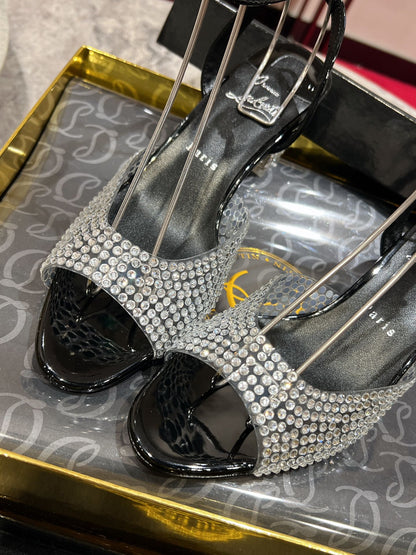 Christian Louboutin Mary Jane Miss Z Strass 55mm Sandals Patent Leather 825391