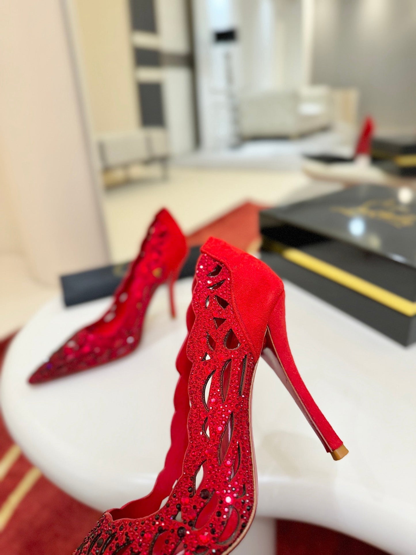 Christian Louboutin Lasera Strass Pump 100mm Red Sheepskin 574424