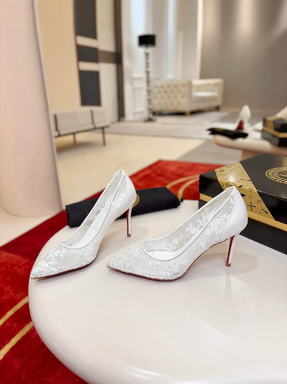 Christian Louboutin Follies Lace Pumps Leather 825176