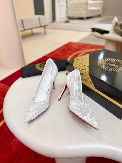 Christian Louboutin Follies Lace Pumps Leather 825176
