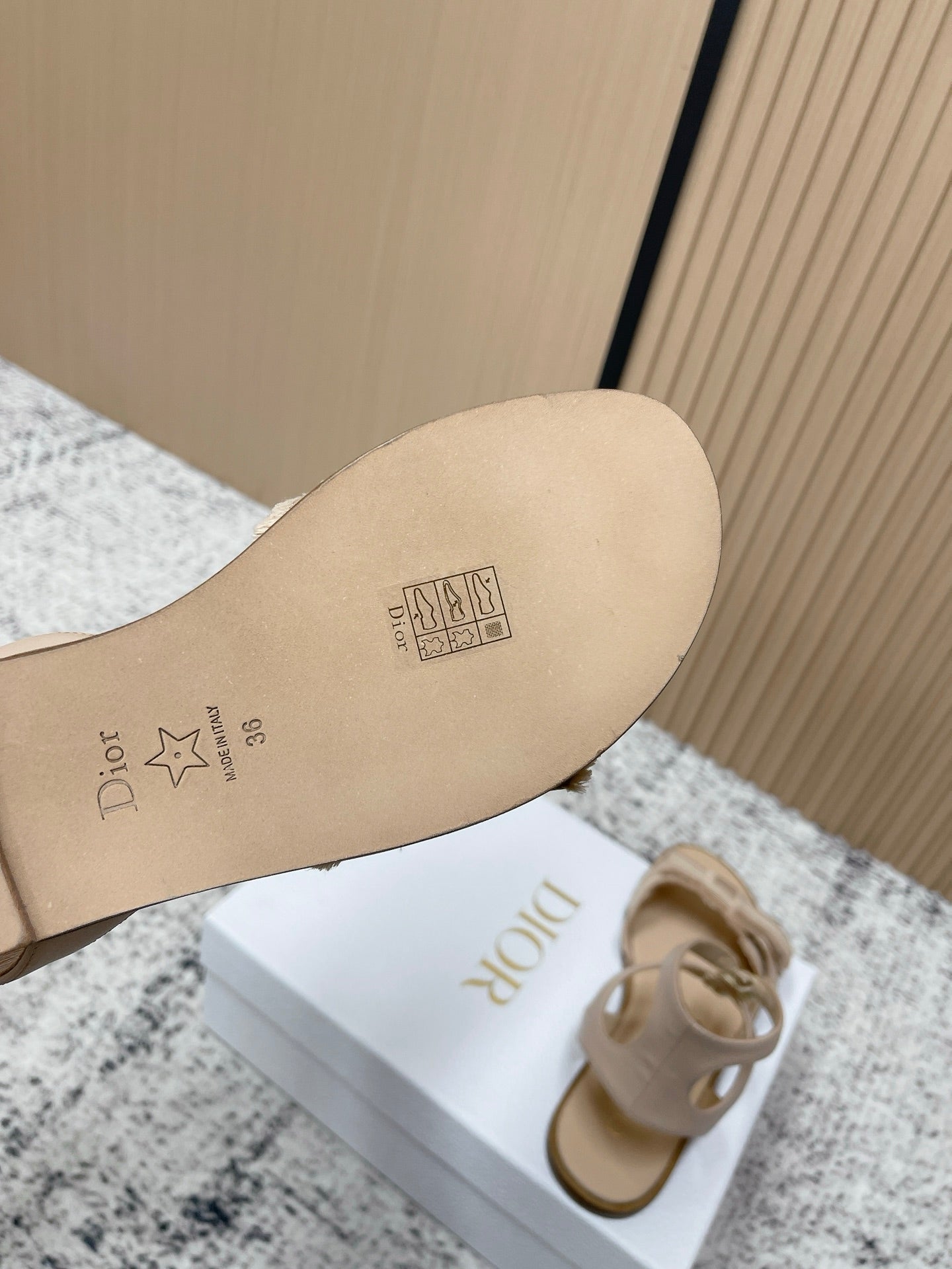 CD 26s Sandals Beige Sheepskin Canvas 643495