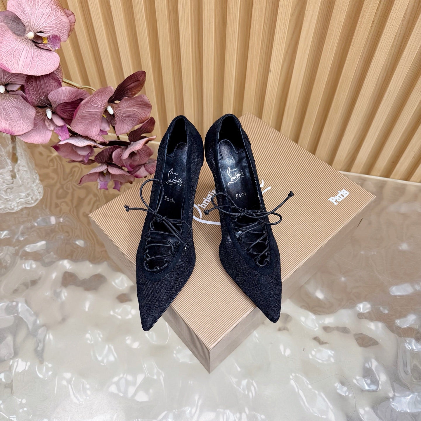 Christian Louboutin 2026 KM Lace 100mm Pumps Floral Lace Suede 698243