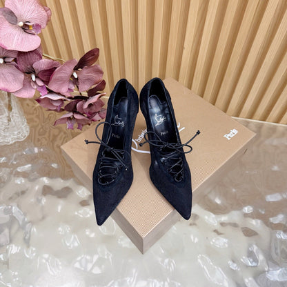 Christian Louboutin 2026 KM Lace 100mm Pumps Floral Lace Suede 698243