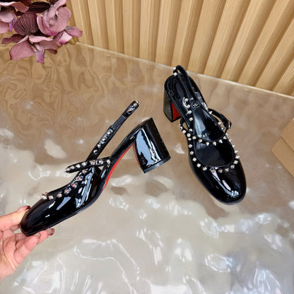 Christian Louboutin 2026 Janispikes 55mm Mary Jane Pumps Patent Leather 698239
