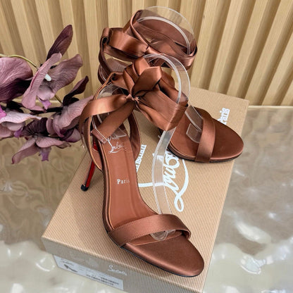 Christian Louboutin 2026 Cassia Lace Up Pumps 100mm Crepe Satin 775976