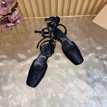 Christian Louboutin 2026 Sweetie Jane Strass Ballerina Flat Silk Leather 853090