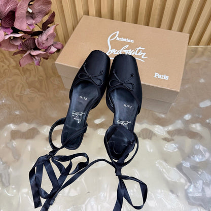 Christian Louboutin 2026 Sweetie Jane Strass Ballerina Flat Silk Leather 853090