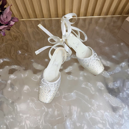 Christian Louboutin Sweetie Jane Strass Ballerina Flat Strass Silk Leather 853096