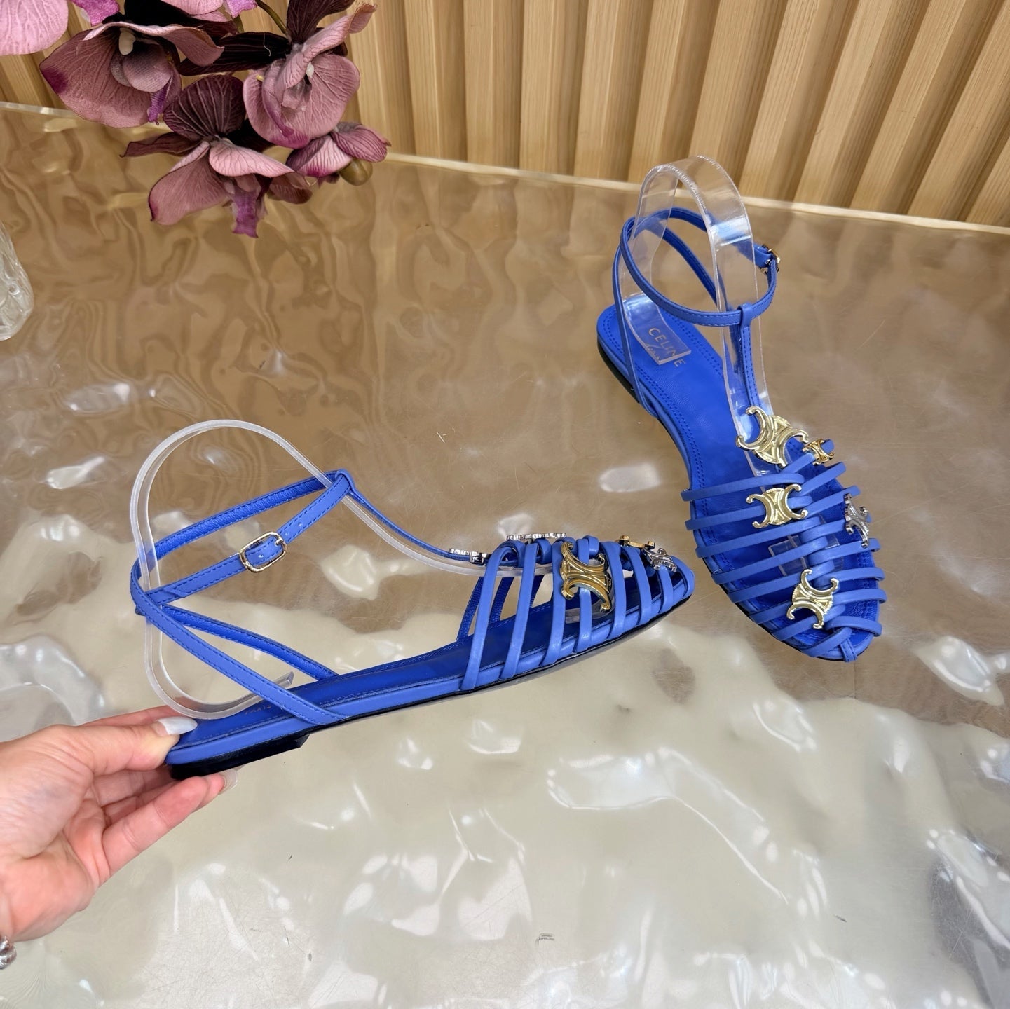 Celine 2026 Arc de Triomphe Cage Flat Sandal Calfskin 228208