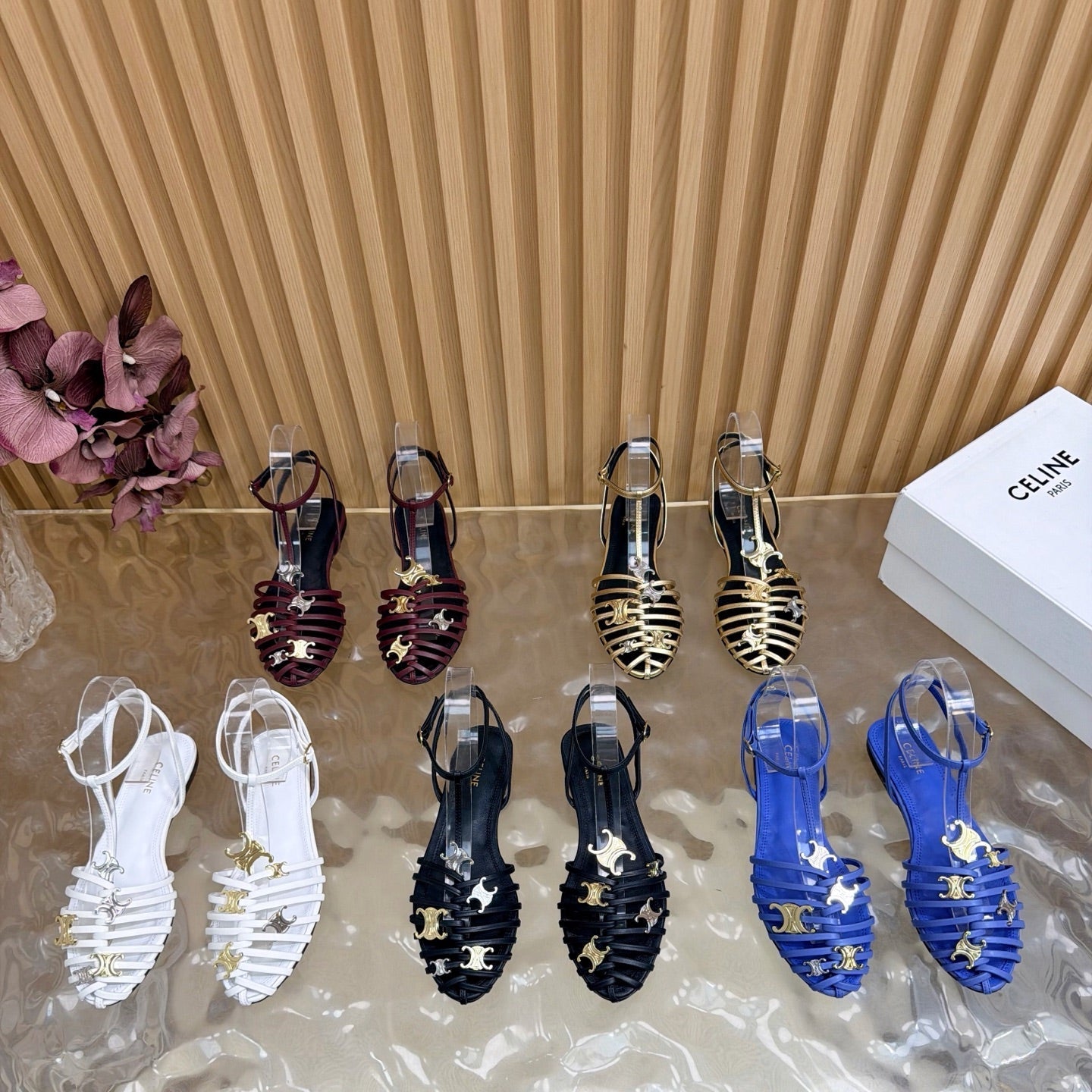 Celine 2026 Arc de Triomphe Cage Flat Sandal Calfskin 228208