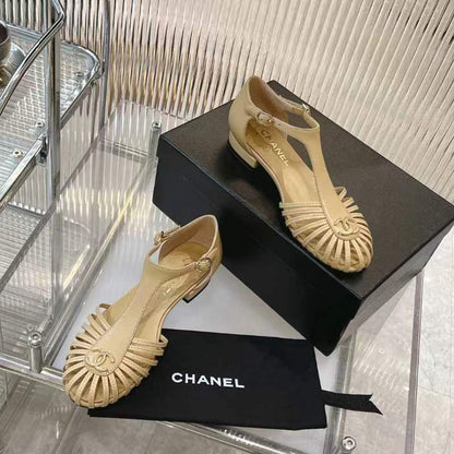 Chanel 2026 Interlocking CC T-Strap Sandals Leather 791132