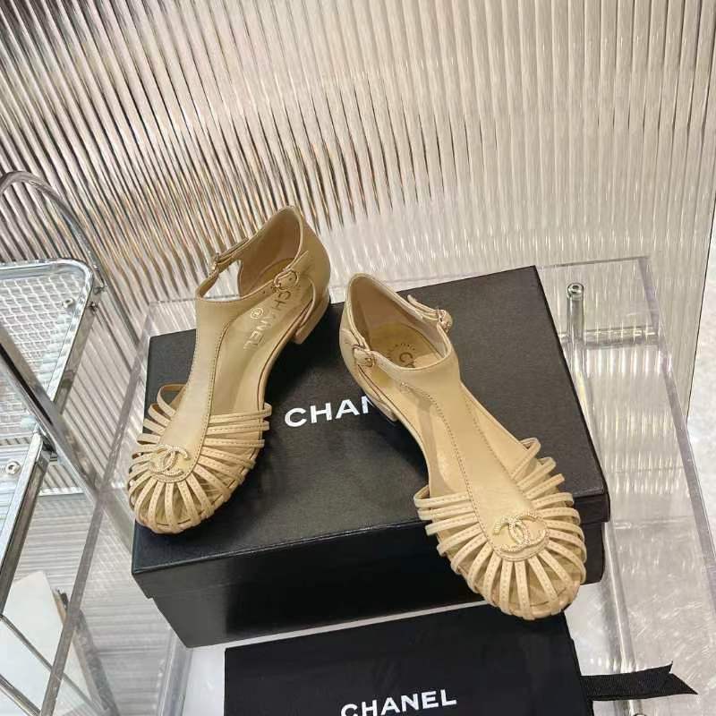 Chanel 2026 Interlocking CC T-Strap Sandals Leather 791132