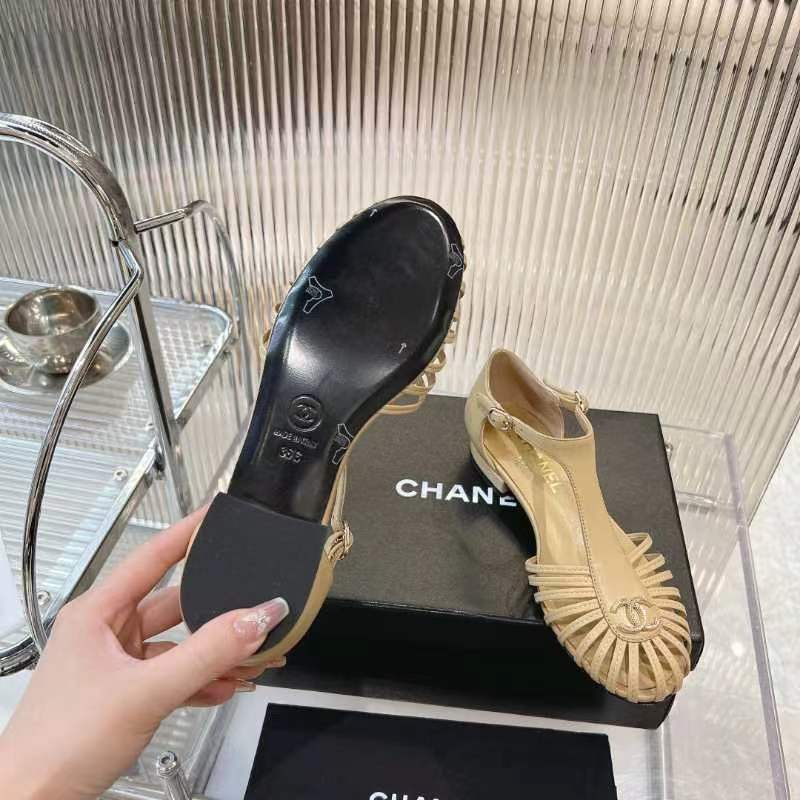 Chanel 2026 Interlocking CC T-Strap Sandals Leather 791132