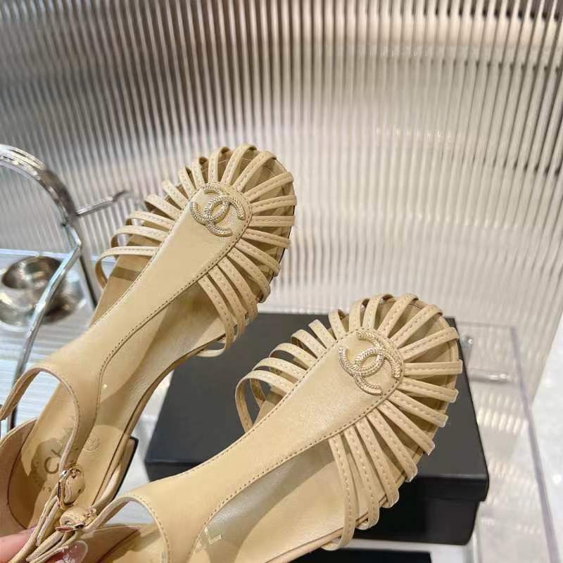 Chanel 2026 Interlocking CC T-Strap Sandals Leather 791132