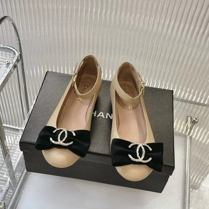 Chanel 2026 Mary Jane Ballet Flats Sheepskin Crystal CC Logo Bow 791131