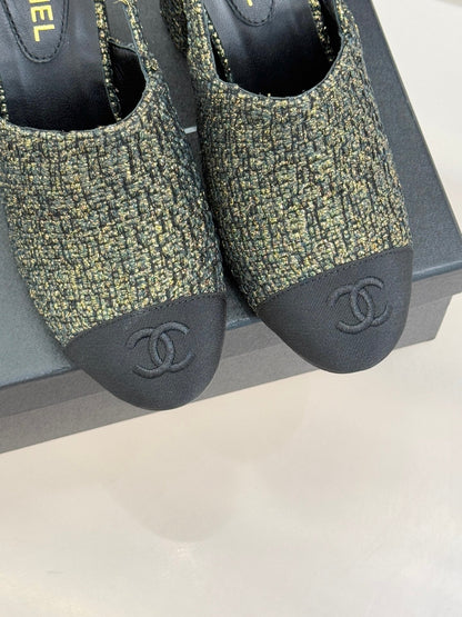 CC 26 Slingback Gold mix Black Tweed Grosgrain 609989