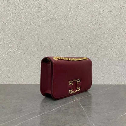 Celine 2026 Medium Bag 23cm Triomphe Frame Burgundy Shiny Calfskin