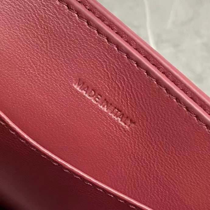 Celine 2026 Medium Bag 23cm Triomphe Frame Burgundy Shiny Calfskin