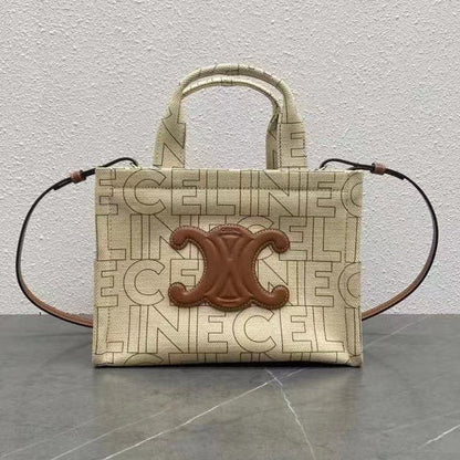 Celine 2026 Cabas Thais Triomphe Printed Tote Bag 26cm Canvas Calfskin 283600