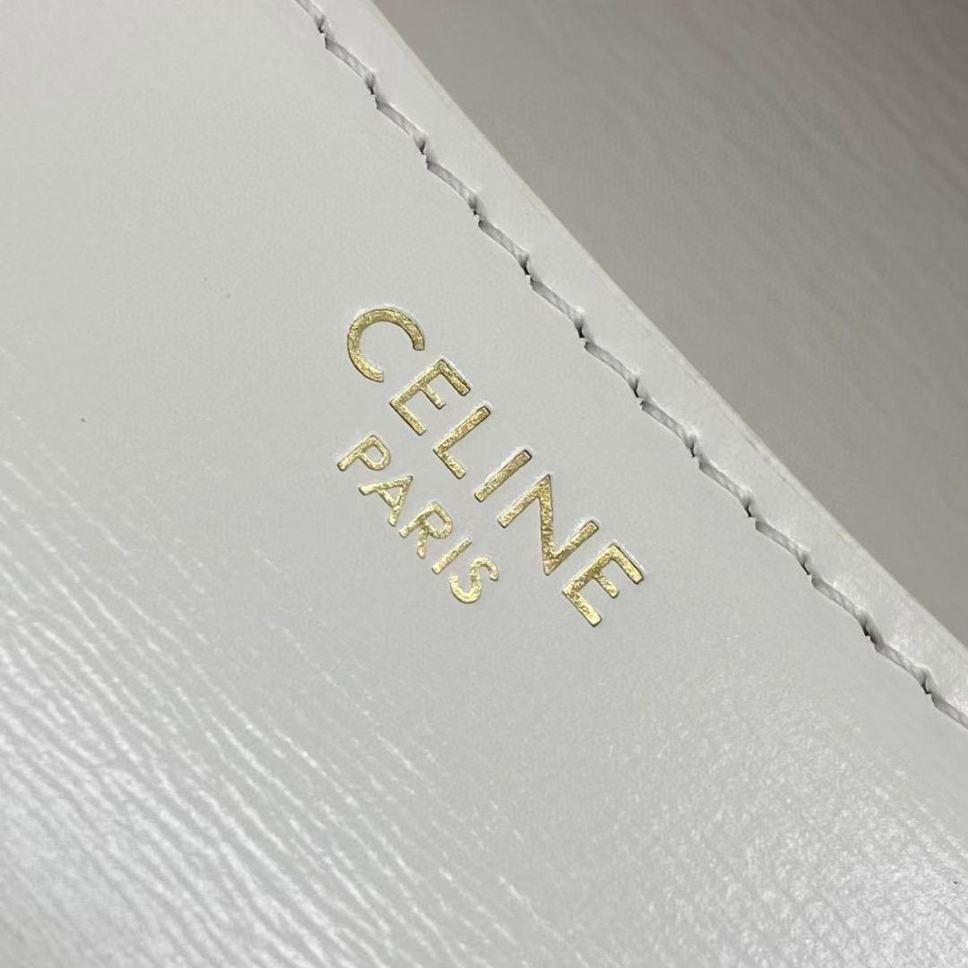 Celine 2026 Triomphe Terence Shoulder Bag 24cm White Cowhide 281893