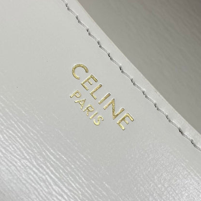 Celine 2026 Triomphe Terence Shoulder Bag 24cm White Cowhide 281893