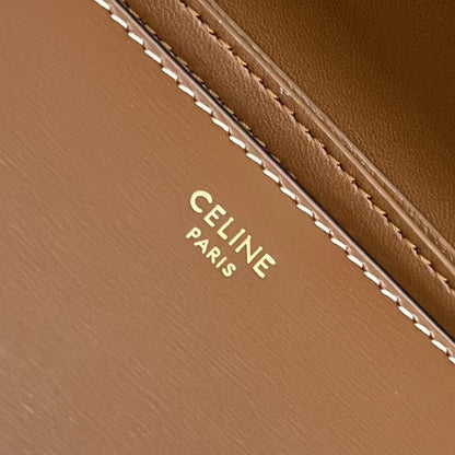 Celine 2026 Wallet On Strap Bag 19.5 Tan Shiny Calfskin