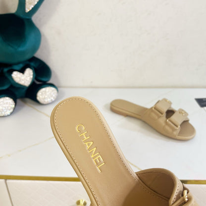 Chanel 2026 Velcro Mules CC Gold Logo Leather 779356