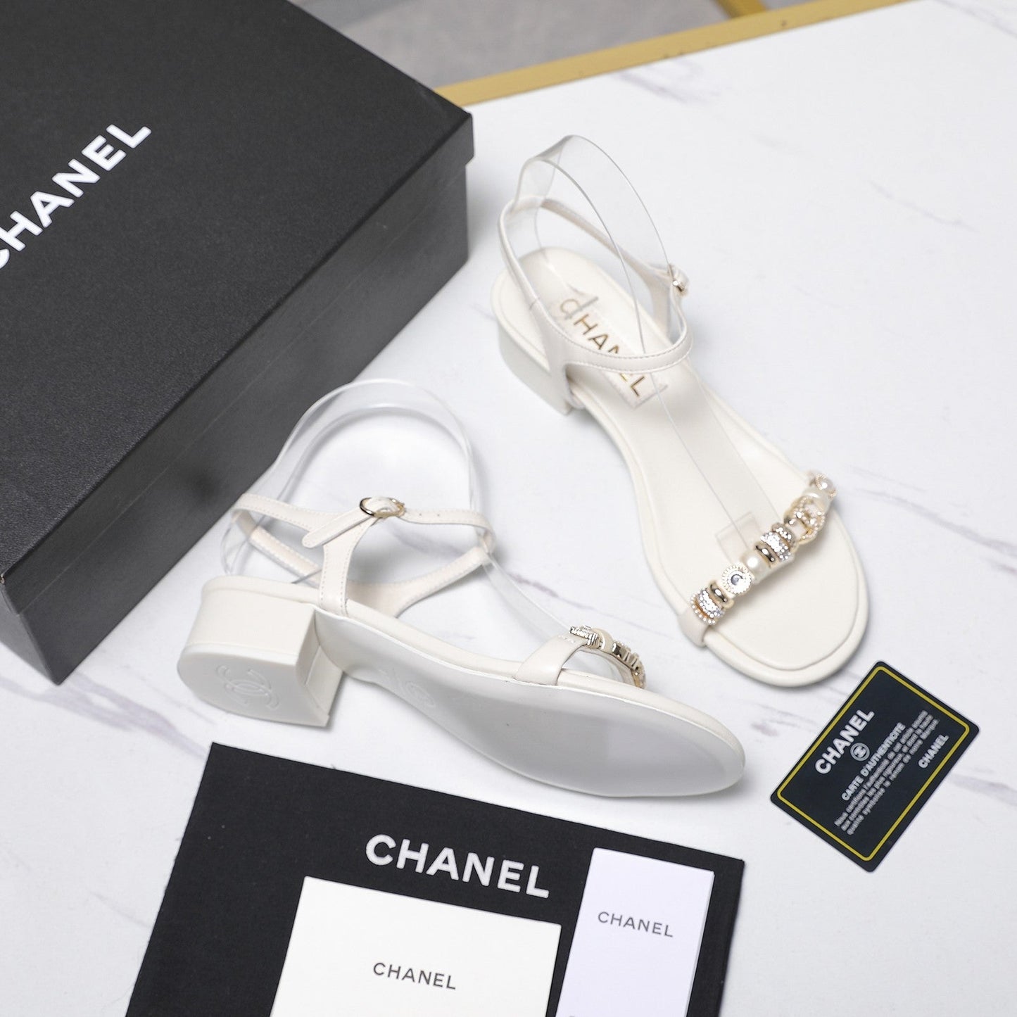 Chanel 2026 Sandals 25mm White Cowhide 758394